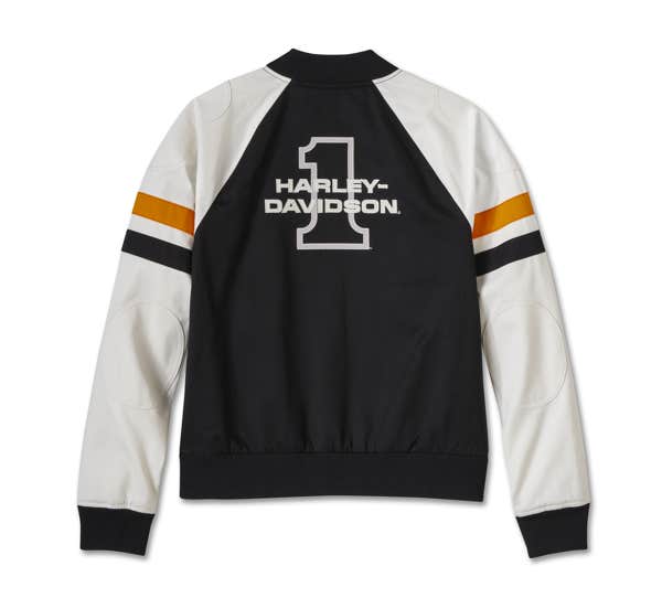 HARLEY-DAVIDSON WOMENS STACKED BAR & SHIELD BOMBER JACKET