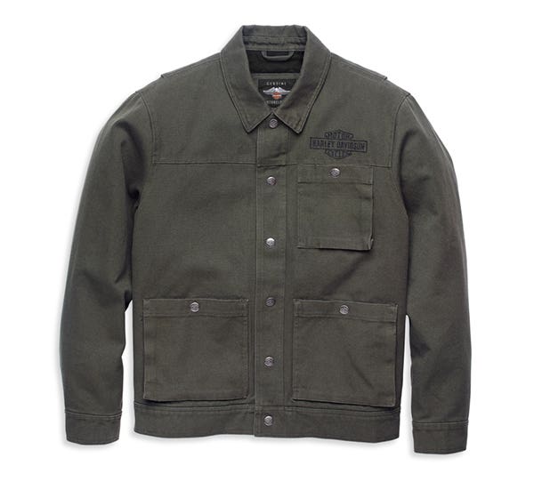 HARLEY-DAVIDSON MENS RACER FONT CANVAS SNAP FRONT JACKET