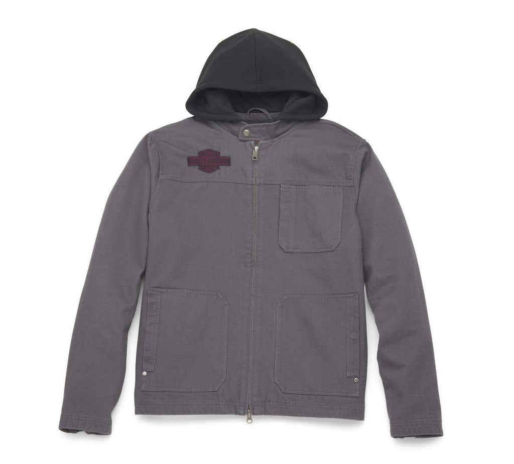 HARLEY-DAVIDSON MENS BLOCK FONT REMOVABLE HOOD JACKET