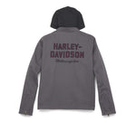 HARLEY-DAVIDSON MENS BLOCK FONT REMOVABLE HOOD JACKET
