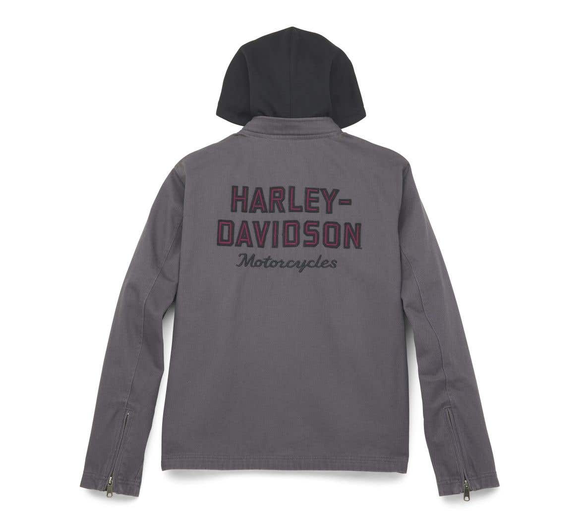 HARLEY-DAVIDSON MENS BLOCK FONT REMOVABLE HOOD JACKET