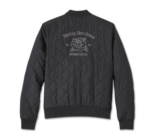 HARLEY-DAVIDSON WOMENS OLD ENGLISH ROSE QUILTED BOMBER