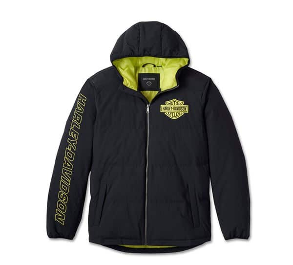 HARLEY-DAVIDSON MENS BAR & SHIELD HOODED PUFFER