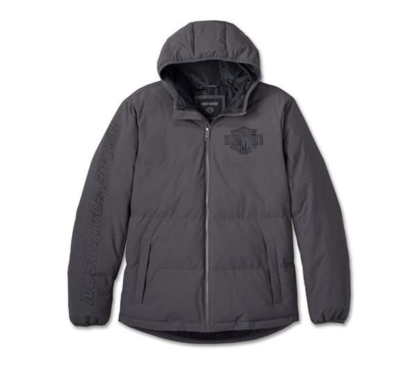 HARLEY-DAVIDSON MENS BAR & SHIELD HOODED PUFFER