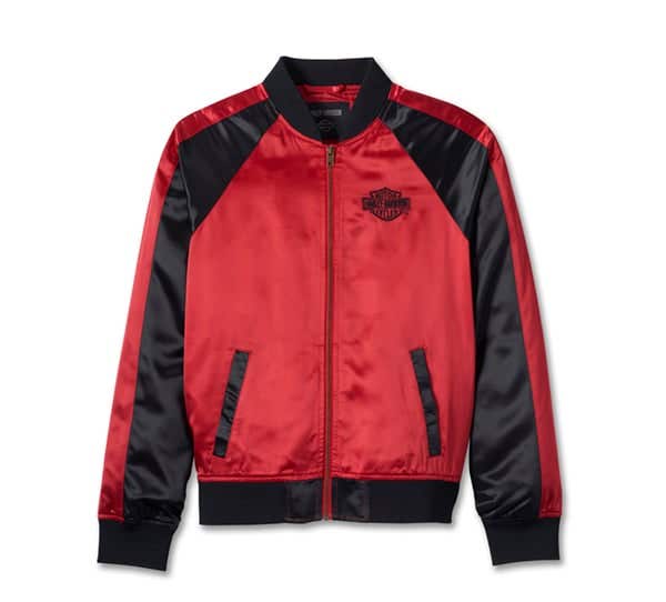 HARLEY-DAVIDSON WOMENS YEAR OF THE DRAGON SATIN BOMBER JACKET