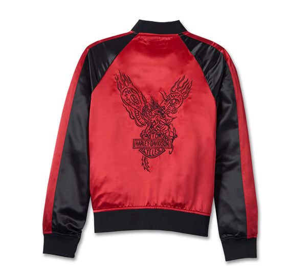 HARLEY-DAVIDSON WOMENS YEAR OF THE DRAGON SATIN BOMBER JACKET