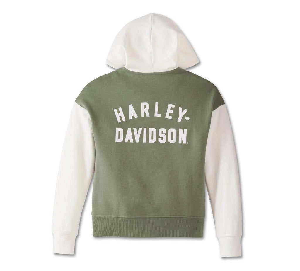 HARLEY-DAVIDSON WOMENS SPECIAL RACER FRONT ZIP FRONT HOODIE - COLORBLOCKED