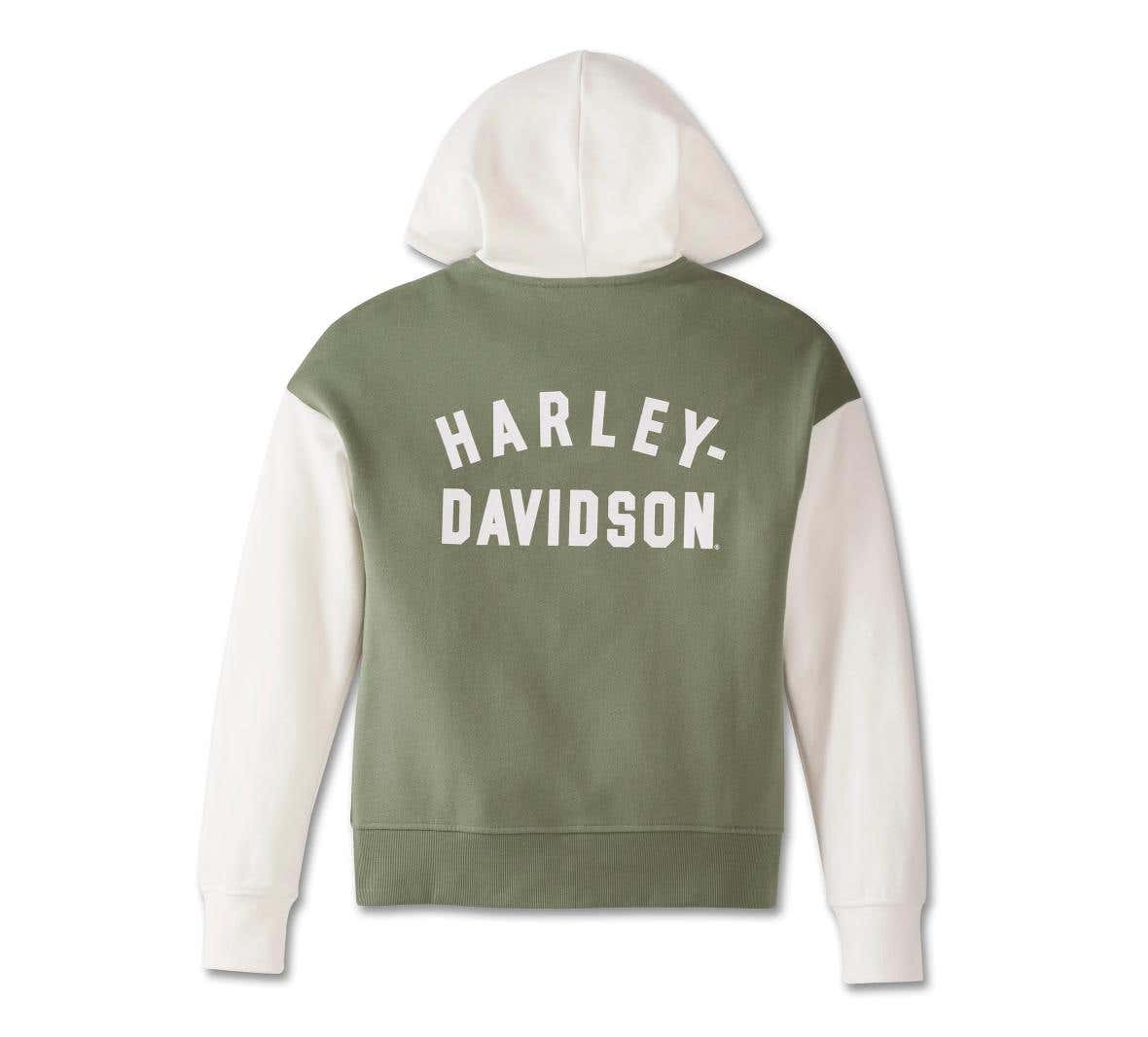 HARLEY-DAVIDSON WOMENS SPECIAL RACER FRONT ZIP FRONT HOODIE - COLORBLOCKED