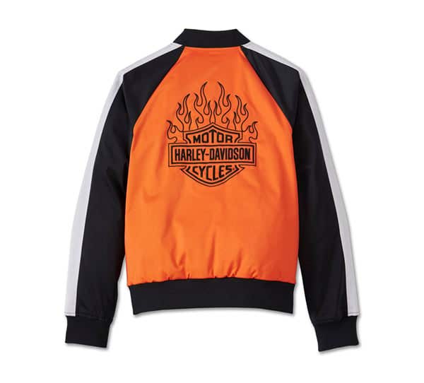 HARLEY-DAVIDSON WOMENS SEDONA ORANGE SATIN BOMBER JACKET