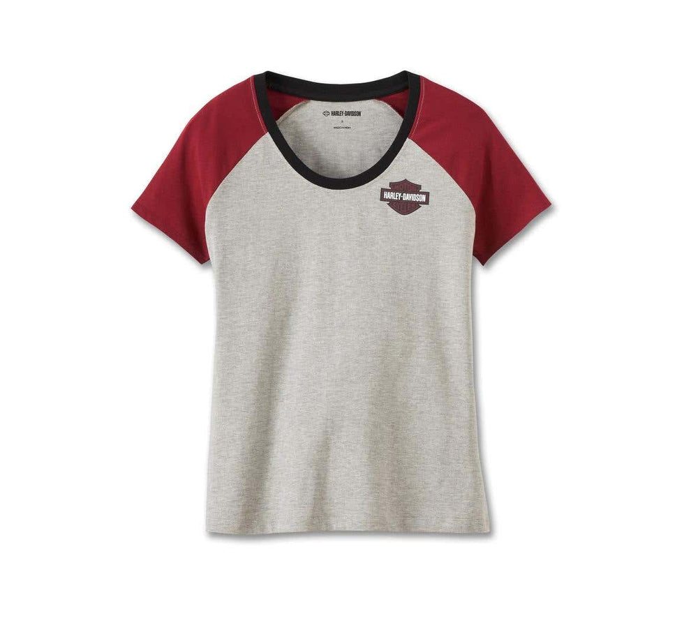 HARLEY-DAVIDSON WOMENS UNITED RAGLAN TEE - COLORBLOCKED