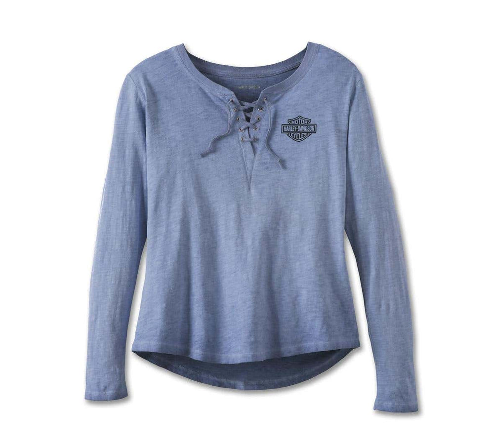 HARLEY-DAVIDSON WOMENS THROTTLE LACE-UP KNIT TOP