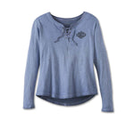 HARLEY-DAVIDSON WOMENS THROTTLE LACE-UP KNIT TOP