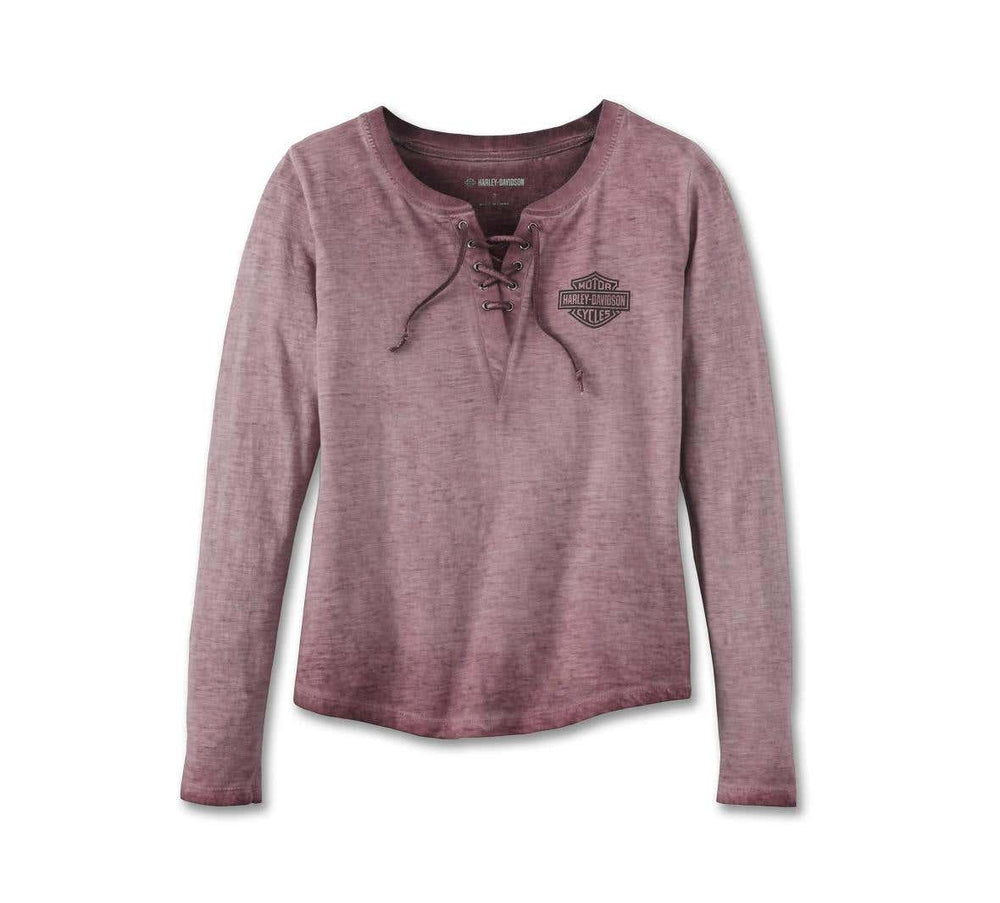 HARLEY-DAVIDSON WOMENS THROTTLE LACE-UP KNIT TOP