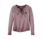HARLEY-DAVIDSON WOMENS THROTTLE LACE-UP KNIT TOP