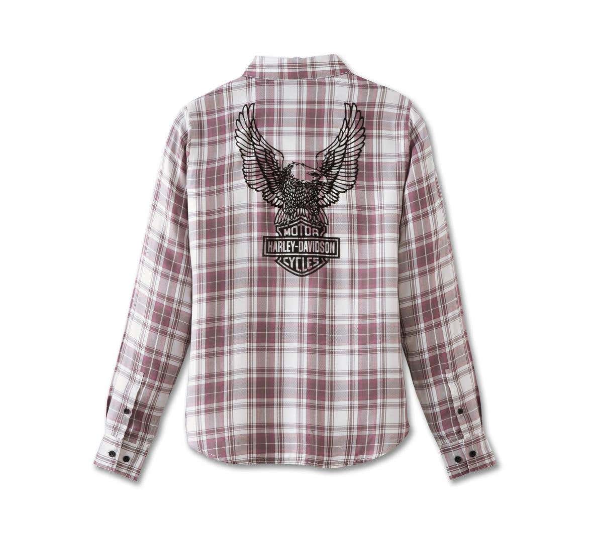 HARLEY-DAVIDSON WOMENS CLASSIC EAGLE PLAID SHIRT - YD PLAID