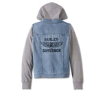 HARLEY-DAVIDSON WOMENS KICKSTART 3-IN-1 INDIGO DENIM JACKET