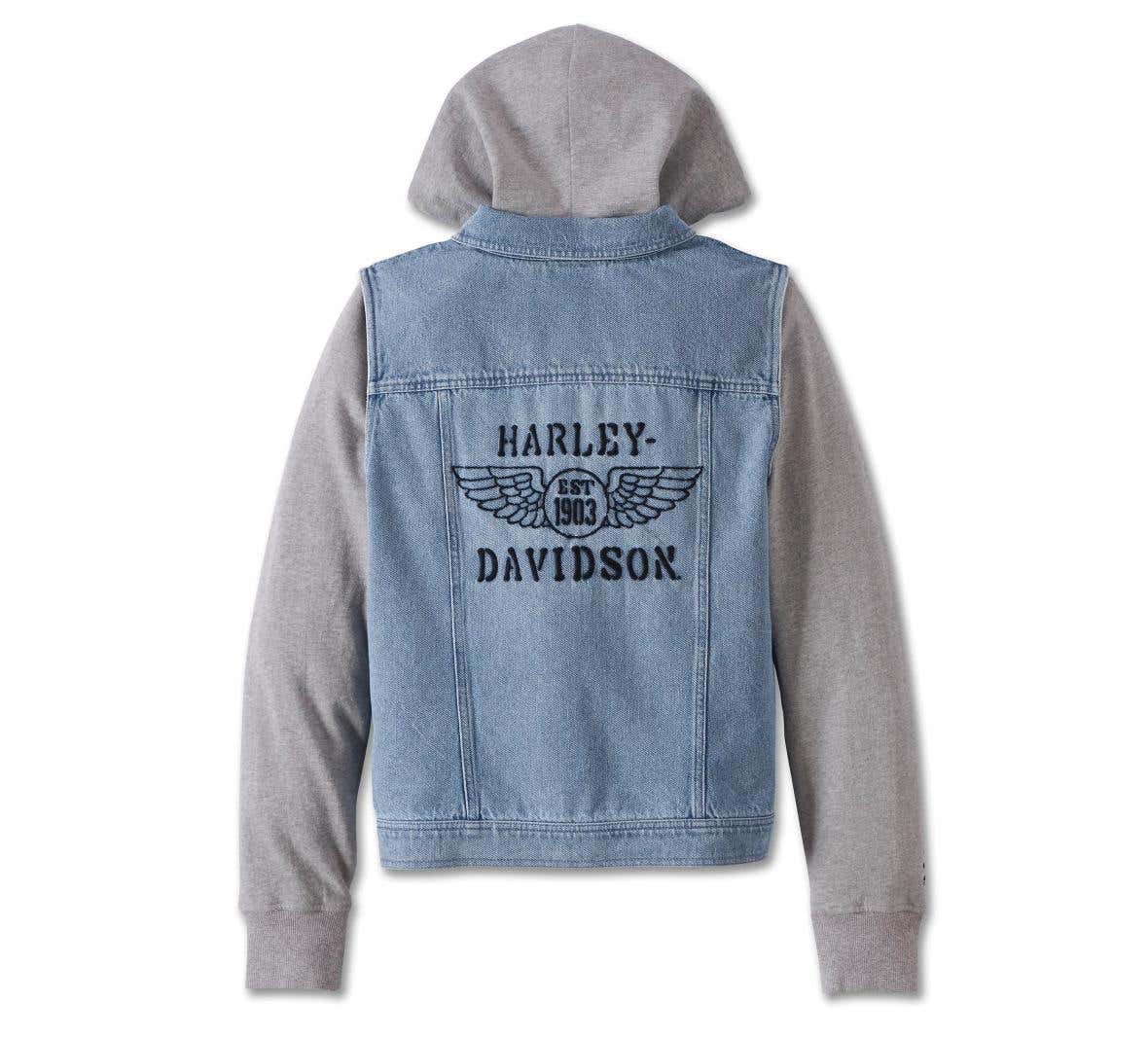 HARLEY-DAVIDSON WOMENS KICKSTART 3-IN-1 INDIGO DENIM JACKET