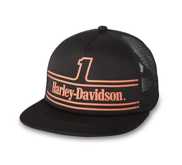 HARLEY-DAVIDSON MENS #1 RACING TRUCKER CAP