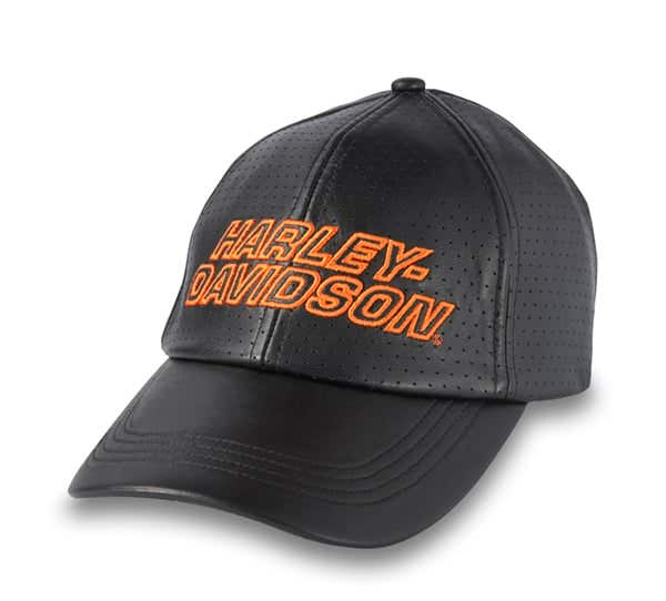 HARLEY-DAVIDSON WOMENS FACTORY PERFORATED LEATHER BASEBALL CAP