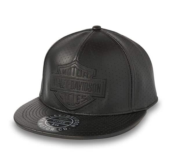HARLEY-DAVIDSON MENS BAR & SHIELD PREMIUM LEATHER BASEBALL CAP
