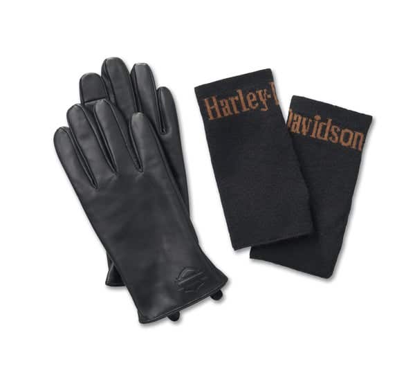 HARLEY-DAVIDSON WOMENS 3-IN-1 LEATHER GLOVES
