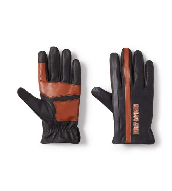 HARLEY-DAVIDSON MENS LEGACY PERFORATED LEATHER GLOVES