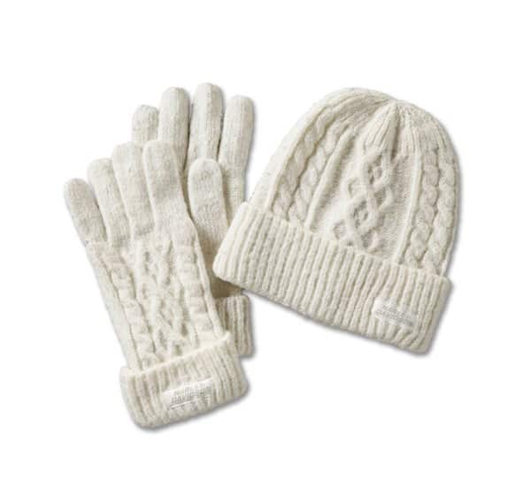 HARLEY-DAVIDSON WOMENS LACED UP HAT & GLOVE GIFT SET