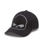 HARLEY-DAVIDSON MENS WILLIE G SKULL REFLECTIVE SOFTAIL STRETCH FIT CAP