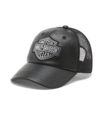 HARLEY-DAVIDSON WOMENS BLING BAR & SHIELD LEATHER TRUCKER CAP