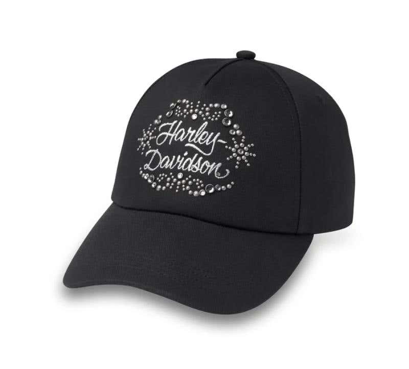 HARLEY-DAVIDSON WOMENS STUDDED OUT ADJUSTABLE BASEBALL CAP