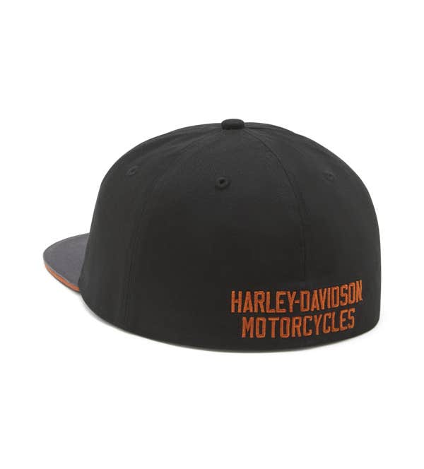 HARLEY-DAVIDSON MENS BAR & SHIELD COLORBLOCK PANHEAD FITTED CAP