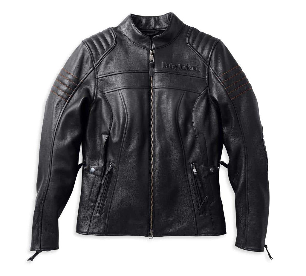 HARLEY-DAVIDSON WOMENS HEATHER AVENUE TRIPLE VENT SYSTEM LEATHER JACKET
