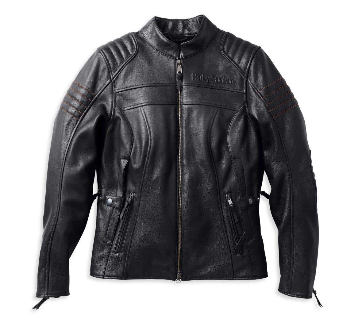 HARLEY-DAVIDSON WOMENS HEATHER AVENUE TRIPLE VENT SYSTEM LEATHER JACKET