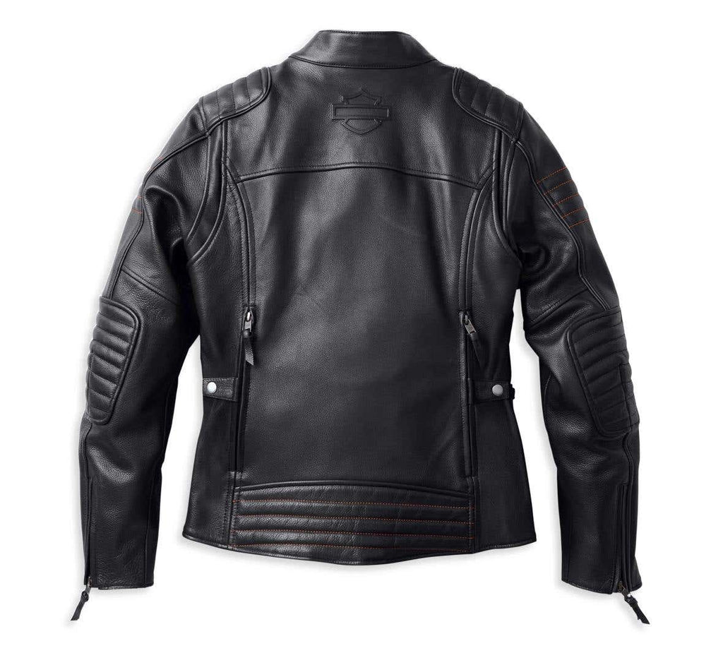 HARLEY-DAVIDSON WOMENS HEATHER AVENUE TRIPLE VENT SYSTEM LEATHER JACKET