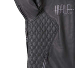 HARLEY-DAVIDSON WOMENS WILLIE G SKULL GRAPHIC LEATHER RIDING JACKET