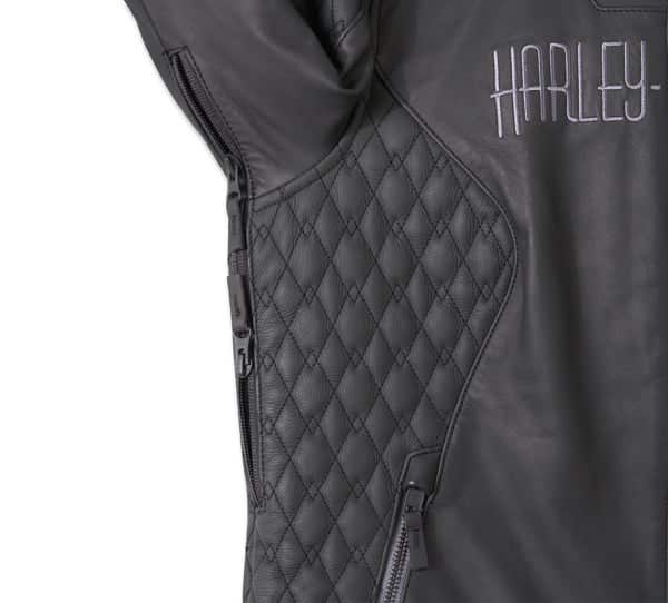 HARLEY-DAVIDSON WOMENS WILLIE G SKULL GRAPHIC LEATHER RIDING JACKET