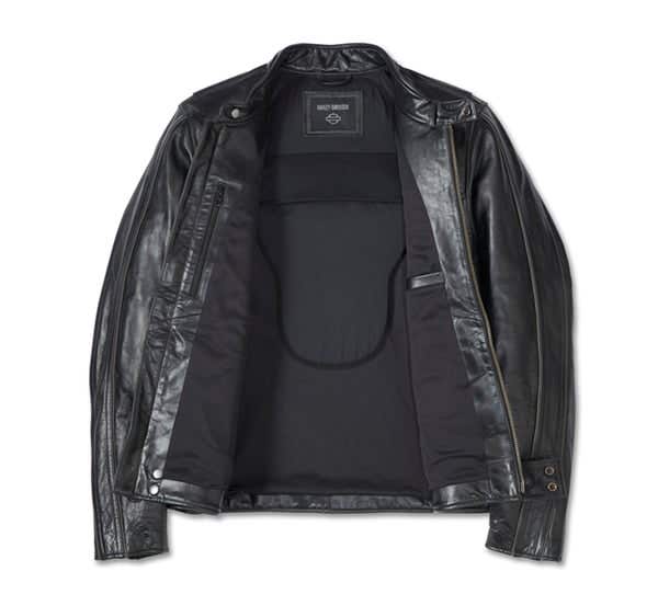 HARLEY-DAVIDSON MENS FLEX LAYERING SYSTEM CAF  RACER LEATHER JACKET OUTER LAYER