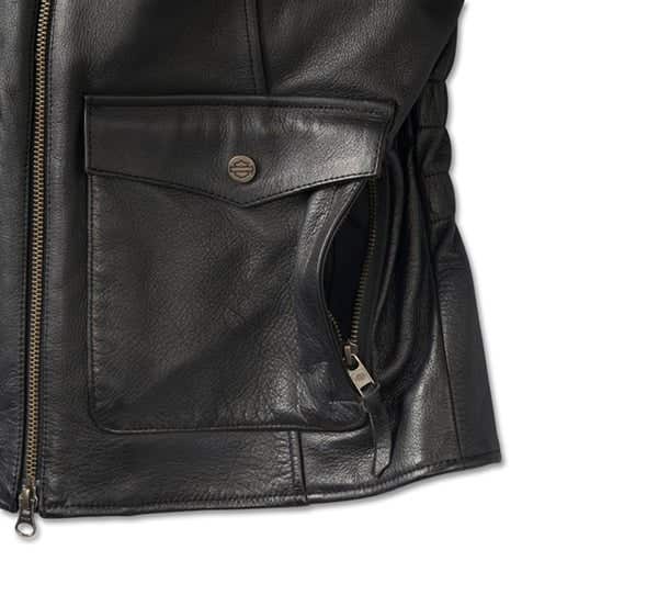 HARLEY-DAVIDSON WOMENS FLEX LAYERING SYSTEM CAPTAINS LEATHER JACKET OUTER LAYER