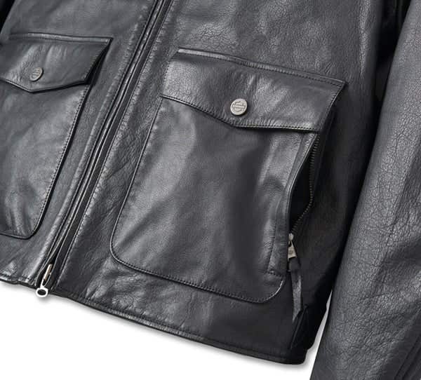 HARLEY-DAVIDSON MENS FLEXLAYERING SYSTEM CAPTAINS LEATHER JACKET OUTER LAYER