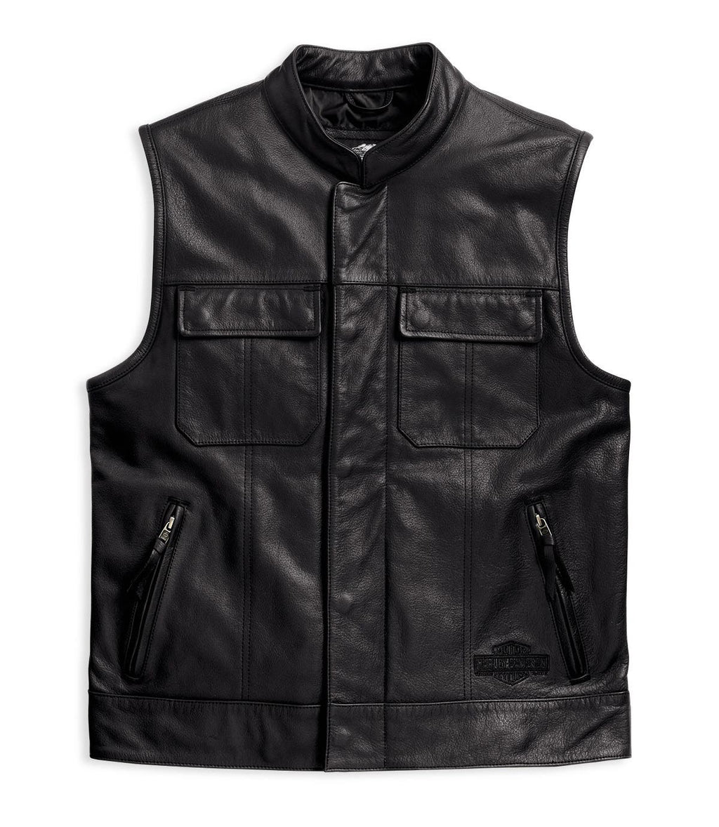 HARLEY-DAVIDSON MENS FOSTER LEATHER VEST