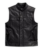 HARLEY-DAVIDSON MENS FOSTER LEATHER VEST