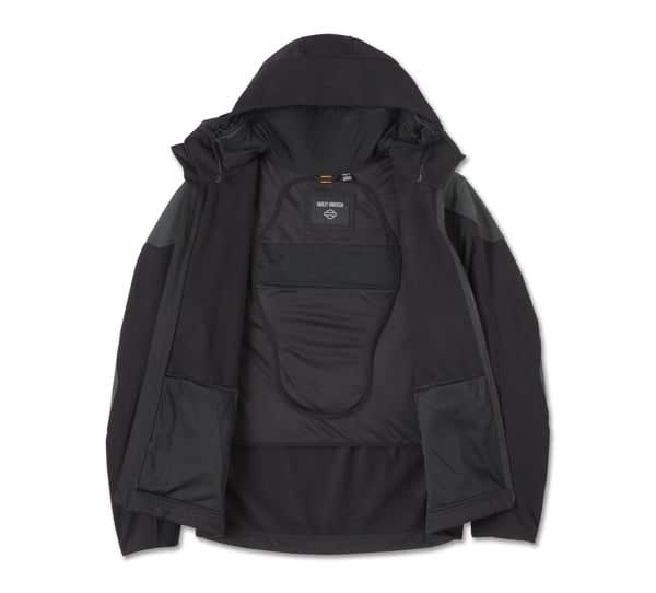 HARLEY-DAVIDSON MENS WILLIE G SKULL GRAPHIC DEFLECTOR 2.0 HOODED RIDING FLEECE