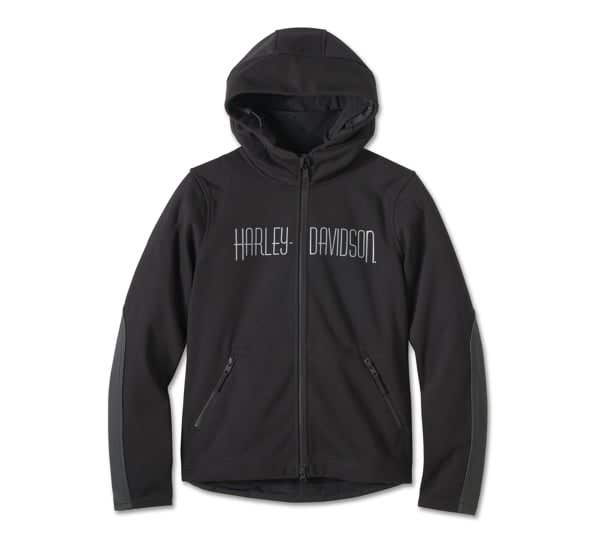 HARLEY-DAVIDSON WOMENS WILLIE G SKULL GRAPHIC DEFLECTOR 2.0 HOODED RIDING FLEECE