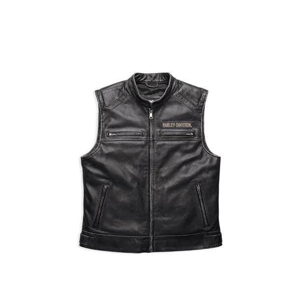 HARLEY-DAVIDSON MENS PASSING LINK LEATHER VEST