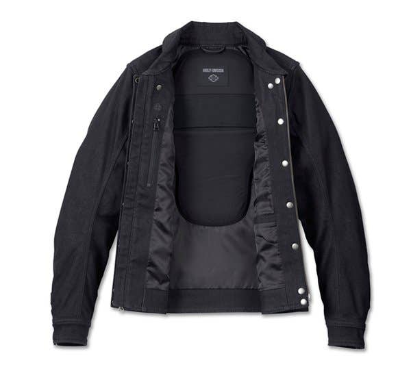 HARLEY-DAVIDSON WOMENS CHISEL DENIM TRUCKER RIDING JACKET