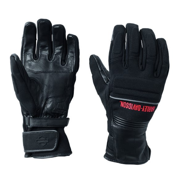 HARLEY-DAVIDSON MENS QUEST MIXED MEDIA GAUNTLET GLOVES