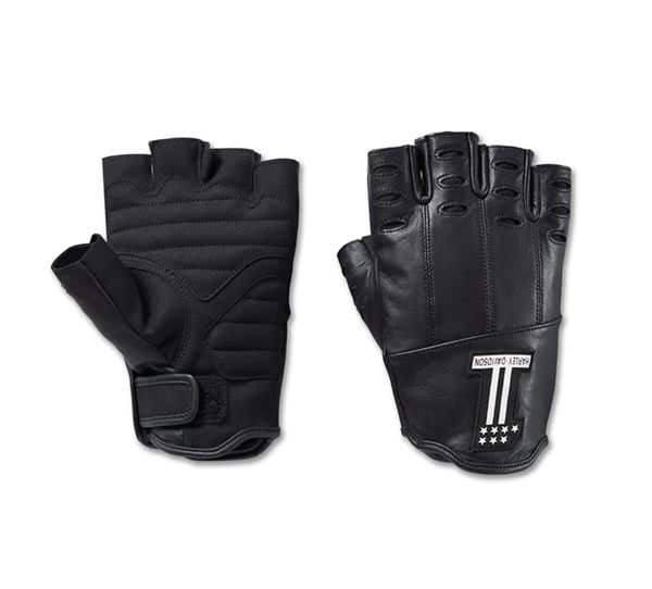 HARLEY-DAVIDSON MENS LOYALIST FINGERLESS LEATHER GLOVES