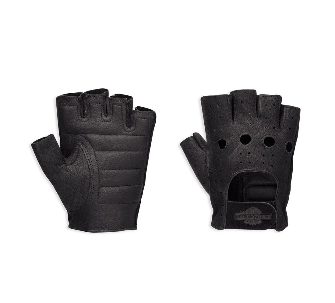 HARLEY-DAVIDSON MENS FINGERLESS LEATHER GLOVES