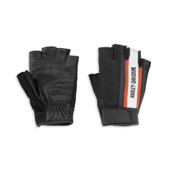 HARLEY-DAVIDSON MENS MISS ENTHUSIAST MESH & LEATHER FINGERLESS GLOVE