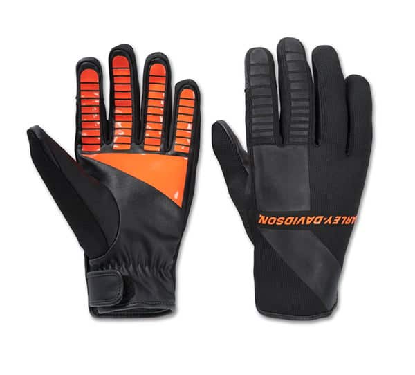 HARLEY-DAVIDSON MENS WATERPROOF DYNA KNIT MIXED MEDIA GLOVES